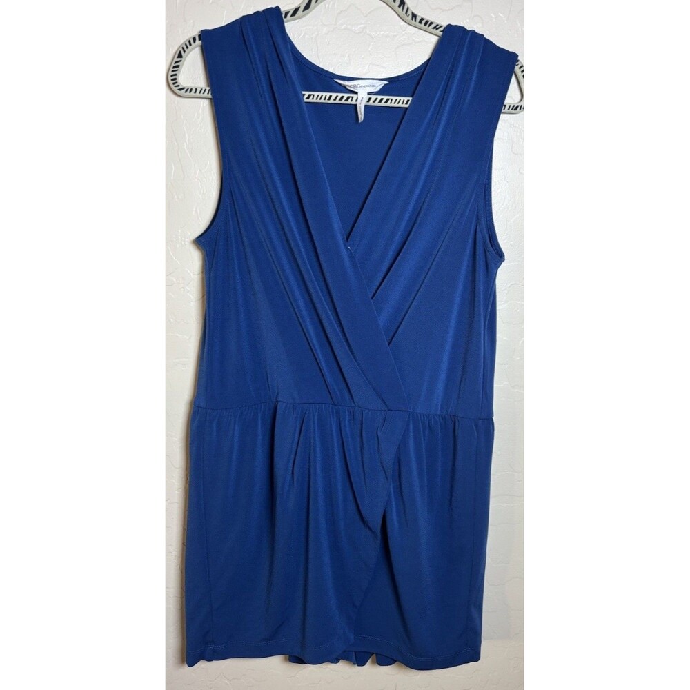 BCBGeneration Blue Surplice Wrap Romper Sleeveless Dressy Shorts Size L